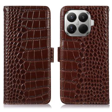 Xiaomi 17T Crocodile Lompakkomallinen Nahkakotelo kanssa RFID - Ruskea