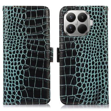 Xiaomi 17T Crocodile Lompakkomallinen Nahkakotelo kanssa RFID - Vihreä