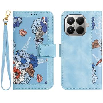 Xiaomi 17T Floral lompakkokotelo, jossa on korttipaikat - Vauvansininen