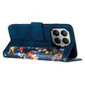 Xiaomi 17T Floral lompakkokotelo korttipaikoilla - tummansininen