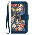 Xiaomi 17T Floral lompakkokotelo korttipaikoilla - tummansininen