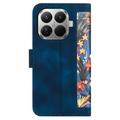 Xiaomi 17T Floral lompakkokotelo korttipaikoilla - tummansininen