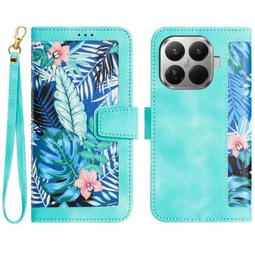 Xiaomi 17T Floral lompakkokotelo korttipaikoilla - vihreä