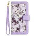 Xiaomi 17T Floral lompakkokotelo, jossa on korttipaikat - vaaleanvioletti