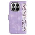 Xiaomi 17T Floral lompakkokotelo, jossa on korttipaikat - vaaleanvioletti