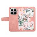Xiaomi 17T Floral lompakkokotelo korttipaikoilla - vaaleanpunainen