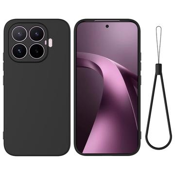 Xiaomi 17T Nestemäinen silikonikotelo käsihihnalla - Musta