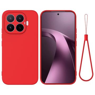 Xiaomi 17T Nestemäinen silikonikotelo käsihihnalla - Punainen