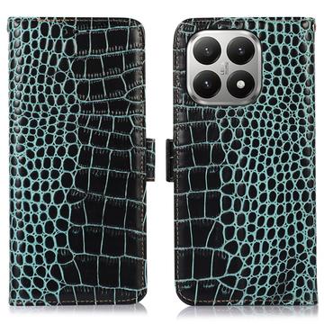 Xiaomi 17T Pro Crocodile Lompakkomallinen Nahkakotelo kanssa RFID - Vihreä