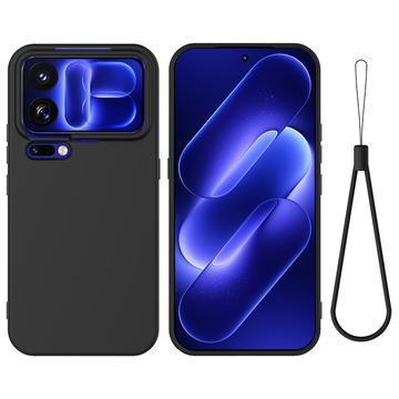 Xiaomi 18 Pro Nestemäinen silikonikotelo käsihihnalla - Musta