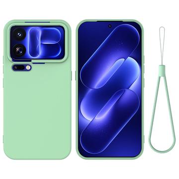 Xiaomi 18 Pro Max Nestemäinen silikonikotelo käsihihnalla - Vihreä