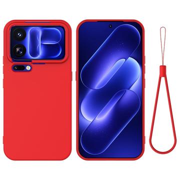 Xiaomi 18 Pro Max Nestemäinen silikonikotelo käsihihnalla - Punainen