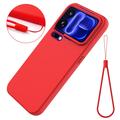 Xiaomi 18 Pro Max Nestemäinen silikonikotelo käsihihnalla - Punainen