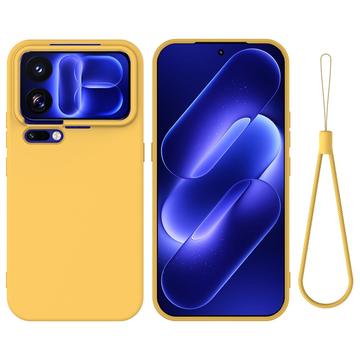 Xiaomi 18 Pro Max Nestemäinen silikonikotelo käsihihnalla - Keltainen