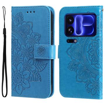 Xiaomi 18 Pro Max Mandala -lompakkokotelo rannehihnalla - Sininen