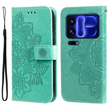 Xiaomi 18 Pro Max Mandala -lompakkokotelo rannehihnalla - mintunvihreä