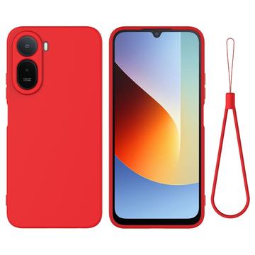 Xiaomi Poco C81 Pro Nestemäinen silikonikotelo käsihihnalla - Punainen