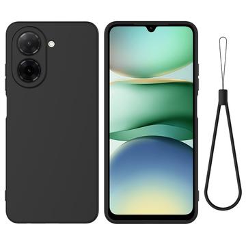 Xiaomi Poco C81x Nestemäinen silikonikotelo käsihihnalla - Musta