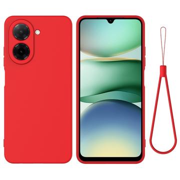 Xiaomi Poco C81x Nestemäinen silikonikotelo käsihihnalla - Punainen