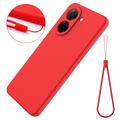 Xiaomi Poco C81x Nestemäinen silikonikotelo käsihihnalla - Punainen