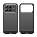 Xiaomi Poco F9 Pro Harjattu TPU Suojakuori - Hiilikuitu - Musta