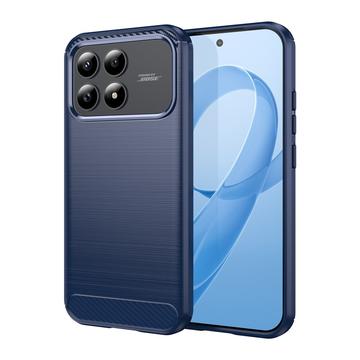 Xiaomi Poco F9 Pro Harjattu TPU Suojakuori - Hiilikuitu - sininen