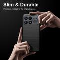 Xiaomi Poco F9 Ultra Harjattu TPU Suojakuori - Hiilikuitu - Musta
