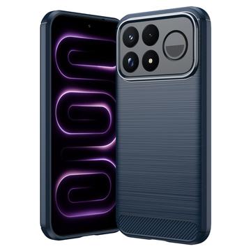 Xiaomi Poco F9 Ultra Harjattu TPU Suojakuori - Hiilikuitu - sininen