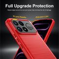 Xiaomi Poco F9 Ultra Harjattu TPU Suojakuori - Hiilikuitu - punainen