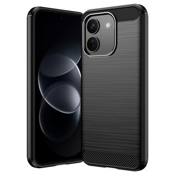 Xiaomi Poco X8 Power Harjattu TPU Suojakuori - Hiilikuitu - Musta