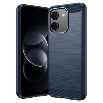 Xiaomi Poco X8 Power Harjattu TPU Suojakuori - Hiilikuitu - sininen
