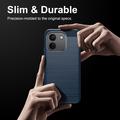 Xiaomi Poco X8 Power Harjattu TPU Suojakuori - Hiilikuitu - sininen