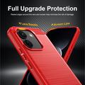 Xiaomi Poco X8 Power Harjattu TPU Suojakuori - Hiilikuitu - punainen