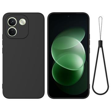 Xiaomi Poco X8 Power Nestemäinen silikonikotelo käsihihnalla - Musta