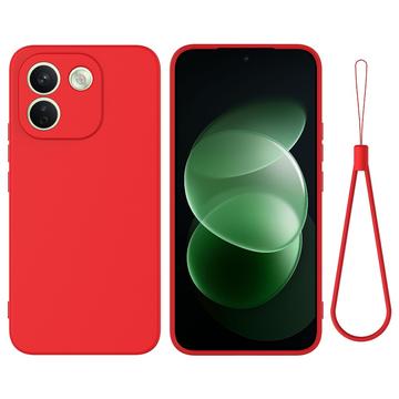 Xiaomi Poco X8 Power Nestemäinen silikonikotelo käsihihnalla - Punainen