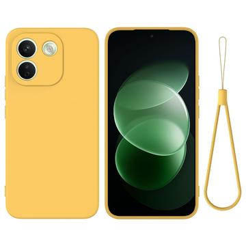 Xiaomi Poco X8 Power Nestemäinen silikonikotelo käsihihnalla - Keltainen