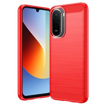Xiaomi Redmi 15a/R70/R70m Harjattu TPU Suojakuori - Hiilikuitu - punainen