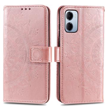 Xiaomi Redmi 15a Mandala -lompakkokotelo rannehihnalla - vaaleanpunainen