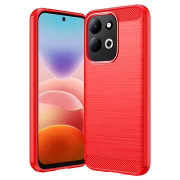 Xiaomi Redmi 17 5G/4G Harjattu TPU Suojakuori - Hiilikuitu - punainen