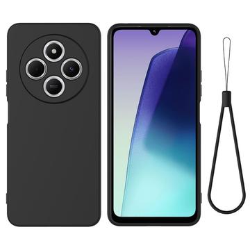 Xiaomi Redmi 17C Nestemäinen silikonikotelo käsihihnalla - Musta