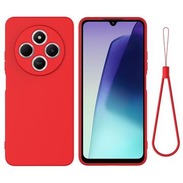 Xiaomi Redmi 17C Nestemäinen silikonikotelo käsihihnalla - Punainen