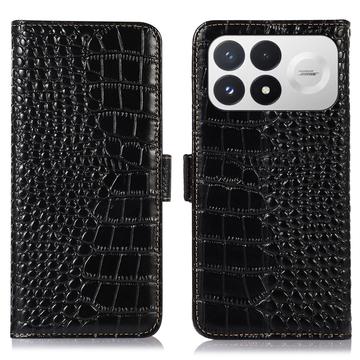 Xiaomi Redmi K100 Pro/Poco F9 Pro Crocodile Lompakkomallinen Nahkakotelo kanssa RFID - Musta