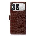 Xiaomi Redmi K100 Pro/Poco F9 Pro Crocodile Lompakkomallinen Nahkakotelo kanssa RFID - Ruskea