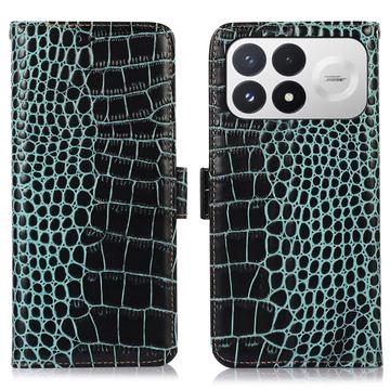 Xiaomi Redmi K100 Pro/Poco F9 Pro Crocodile Lompakkomallinen Nahkakotelo kanssa RFID - Vihreä