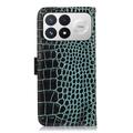 Xiaomi Redmi K100 Pro/Poco F9 Pro Crocodile Lompakkomallinen Nahkakotelo kanssa RFID - Vihreä