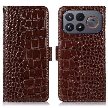 Xiaomi Redmi K100 Pro Max/Poco F9 Ultra Crocodile Lompakkomallinen Nahkakotelo kanssa RFID - Ruskea
