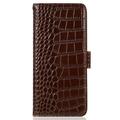 Xiaomi Redmi K100 Pro Max/Poco F9 Ultra Crocodile Lompakkomallinen Nahkakotelo kanssa RFID - Ruskea