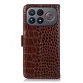 Xiaomi Redmi K100 Pro Max/Poco F9 Ultra Crocodile Lompakkomallinen Nahkakotelo kanssa RFID - Ruskea