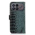 Xiaomi Redmi K100 Pro Max/Poco F9 Ultra Crocodile Lompakkomallinen Nahkakotelo kanssa RFID - Vihreä
