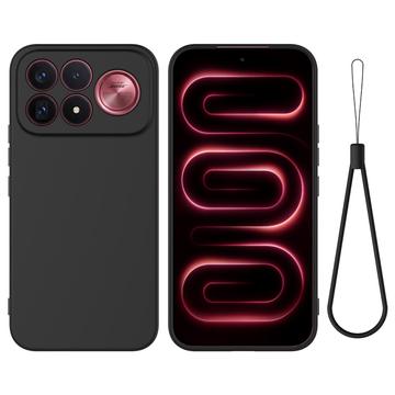 Xiaomi Redmi K100 Pro Max/Poco F9 Ultra Nestemäinen silikonikotelo käsihihnalla - Musta